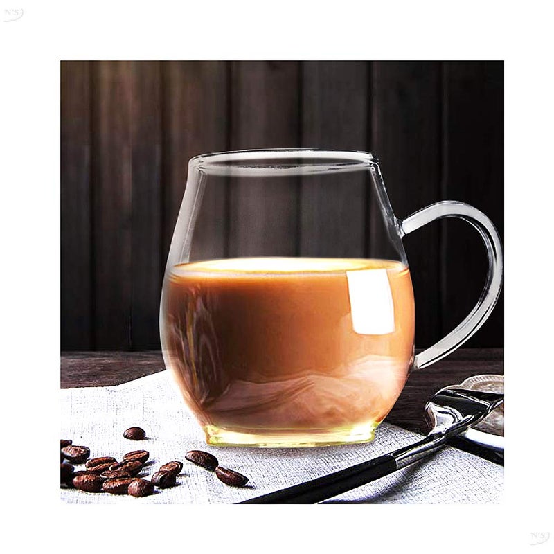 Sun's Tea Ultra Clear Glass Tea Mug | Coffee Mug 16 oz (470 ml) | Borosilicate - Glasses w Big Handle | Simple and Elegant | Microwave Safe | Pure Glass - Image 4